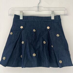 Jacadi dark denim skirt with gold embroidery size toddler girl 5t